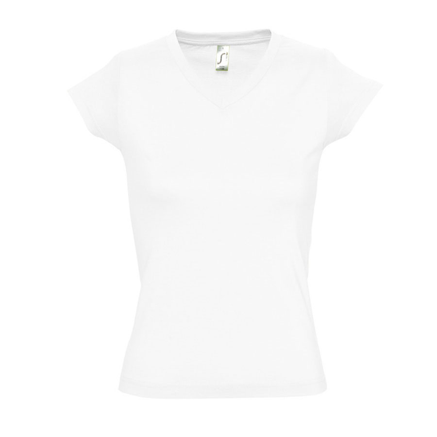 TEE SHIRT PUBLICITAIRE FEMME COL V 'MOON' BLANC 150 GR/M²