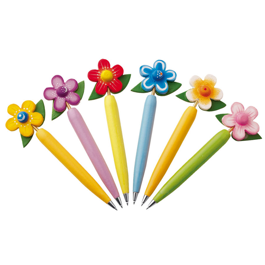 LOT DE 24 STYLOS EN BOIS 'FLEUR'