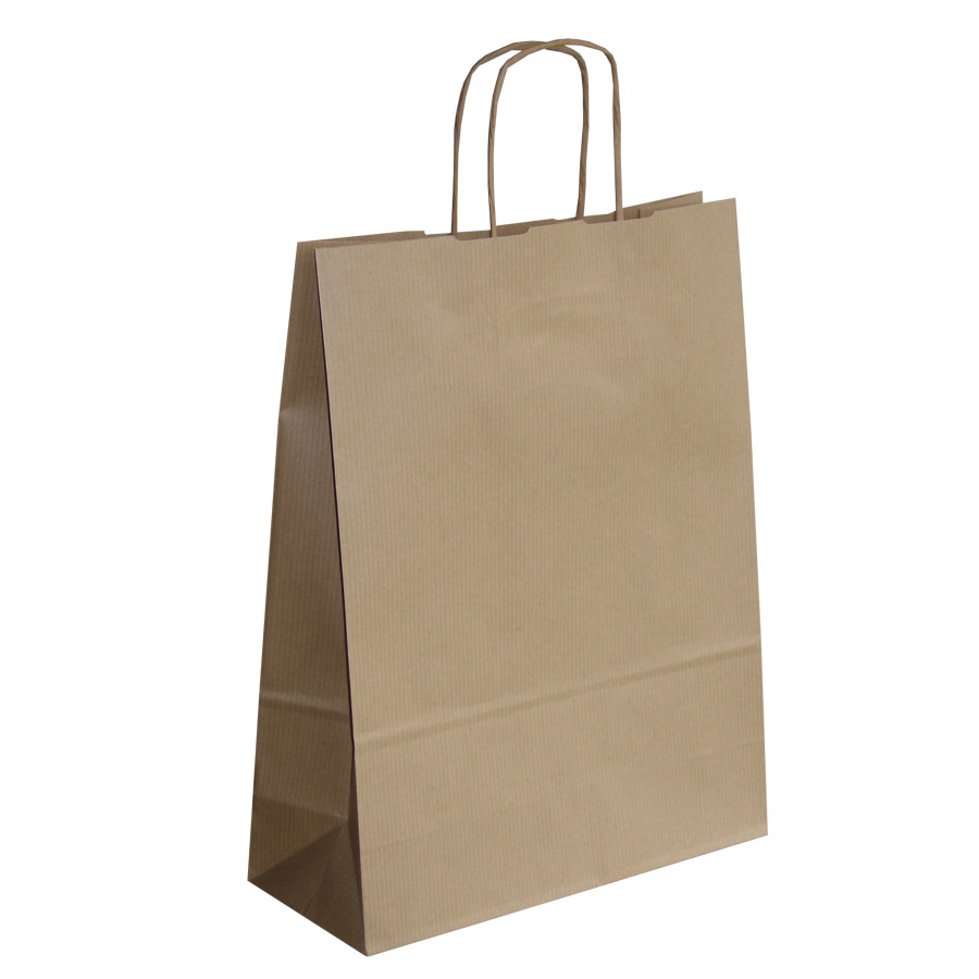 SAC PAPIER KRAFT PERSONNALISABLE ANSES TORSADEES 'HAVANO' 32X39X11 CM 115 GR/M²