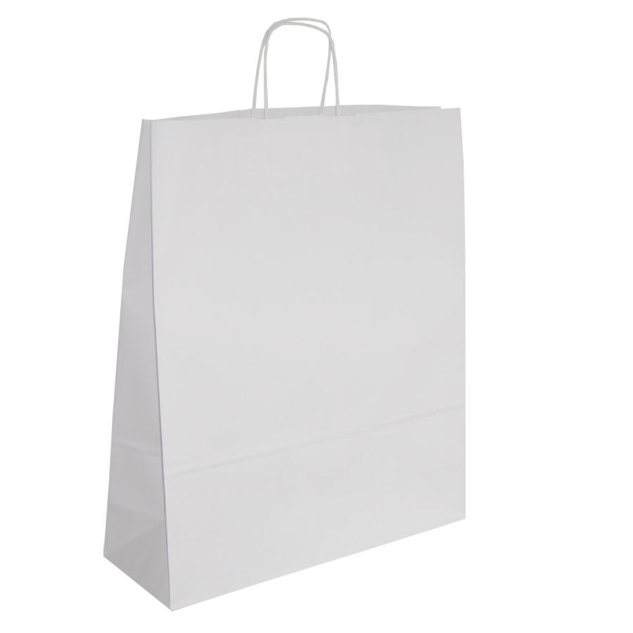 SAC PAPIER KRAFT PERSONNALISÉ ANSES TORSADEES 'BLANCO' 23X31X9 CM 100 GR/M²