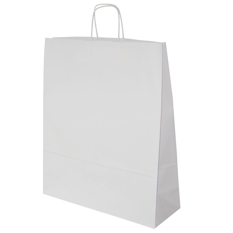 SAC PAPIER KRAFT ANSES TORSADEES 'BLANCO' 32X39X11 CM 100 GR/M²