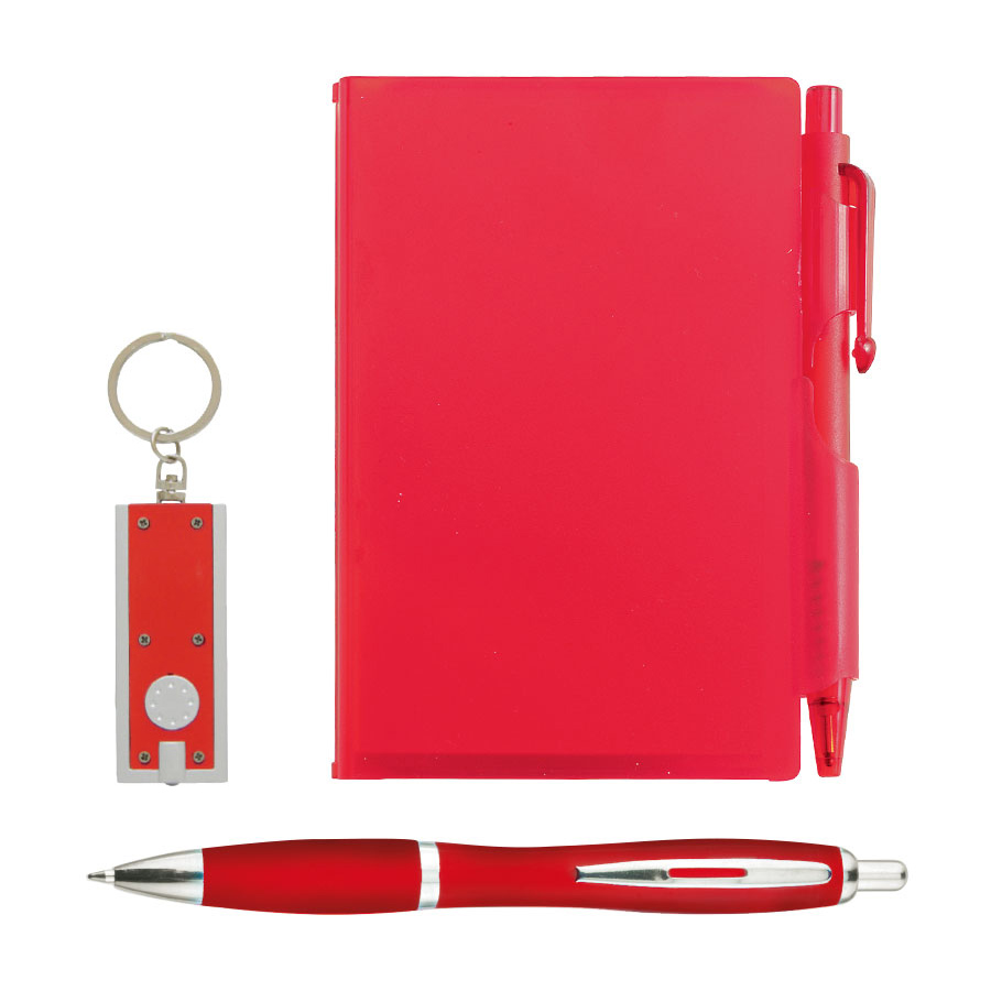 LOT DE 250 STYLOS + 100 PORTE-CLÉS LUMINEUX + 50 CARNETS
