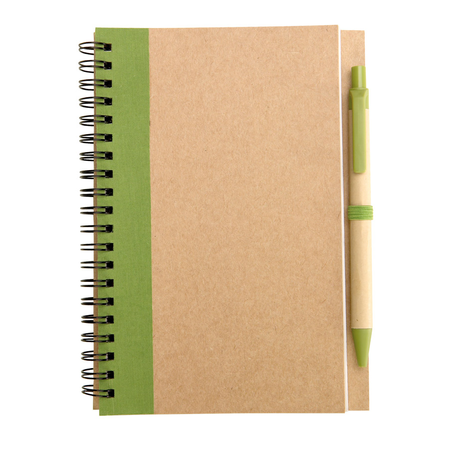 CARNET À SPIRALE LIGNÉ AVEC STYLO RECYCLÉS 'RAMSES'