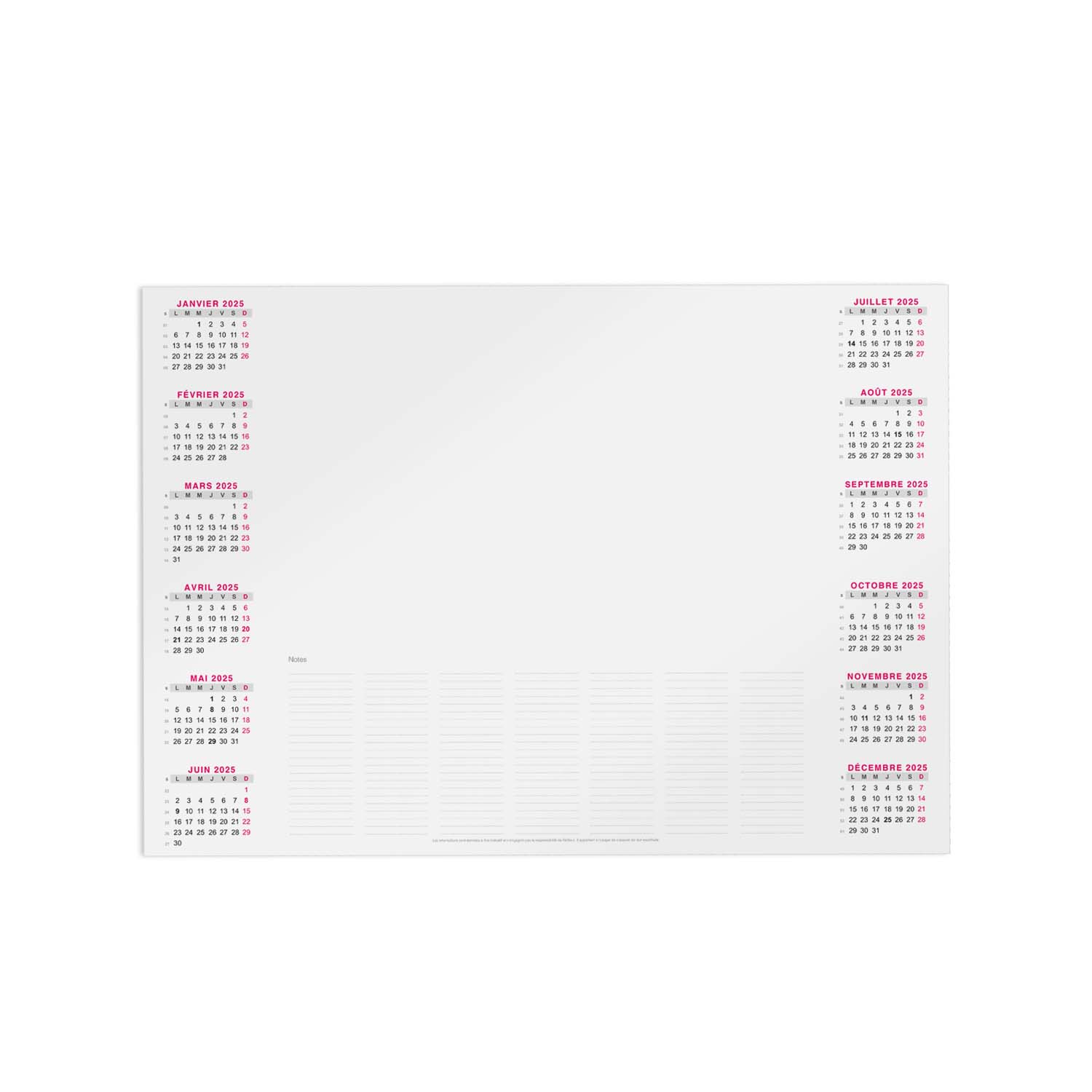 SOUS-MAINS CALENDRIER PERSONNALISÉ 25 FEUILLETS 'SICILIA'