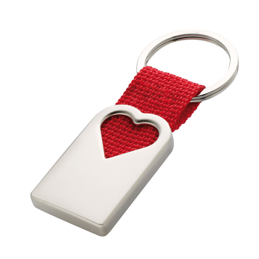 PORTE-CLEFS PUBLICITAIRE EN MÉTAL COEUR 'BONHEUR'