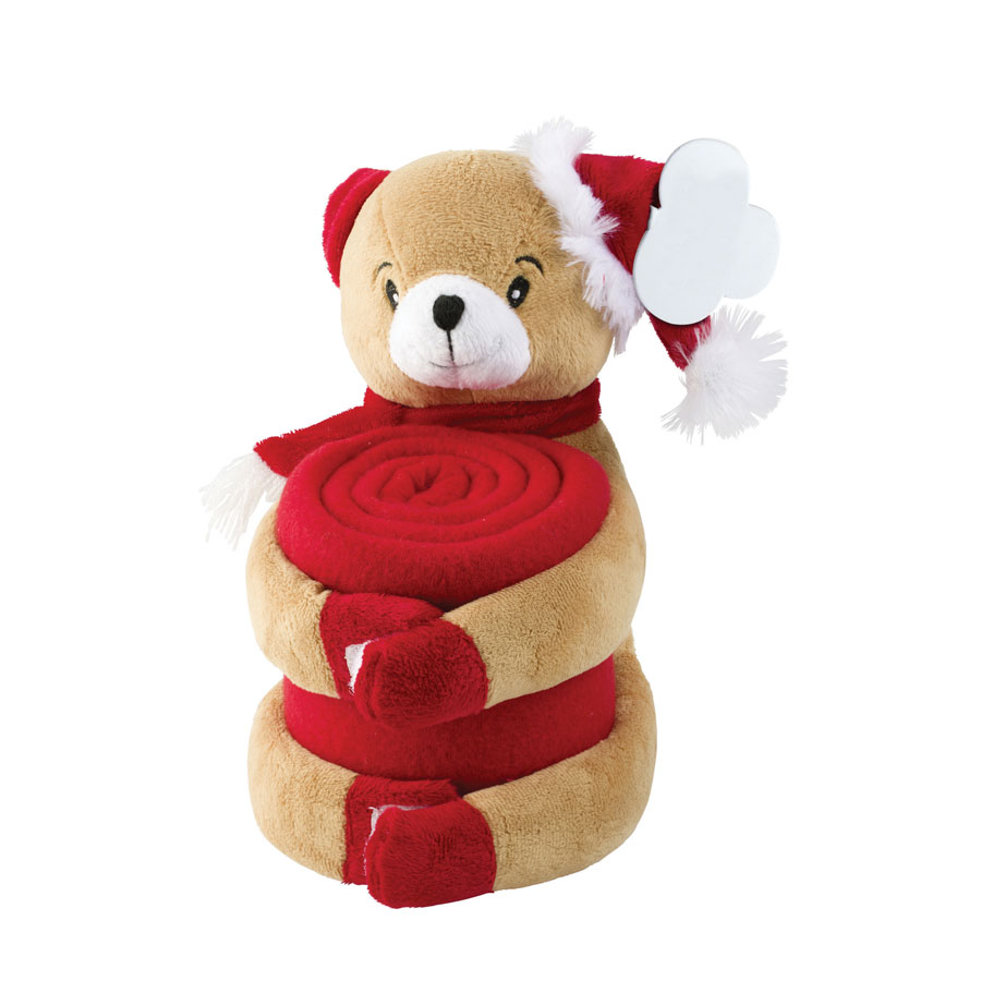 PELUCHE DE NOËL AVEC PLAID POLAIRE PUBLICITAIRE 'JACQUOT'