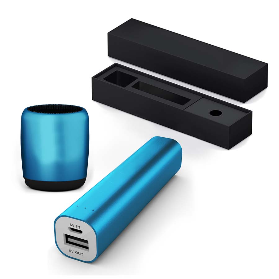 COFFRET POWERBANK 2200 MAH ET ENCEINTE 3W PERSONNALISABLE 'MOBILITY'