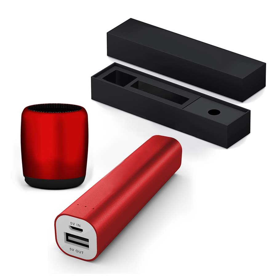 COFFRET POWERBANK 2200 MAH ET ENCEINTE 3W PERSONNALISABLE 'MOBILITY'