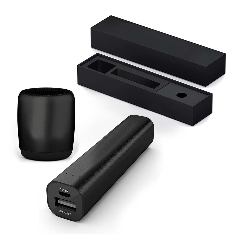COFFRET POWERBANK 2200 MAH ET ENCEINTE 3W PERSONNALISABLE 'MOBILITY'