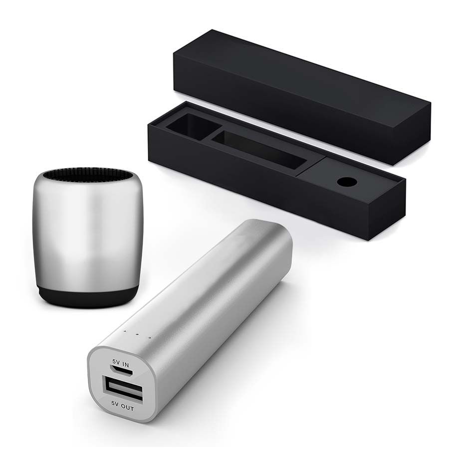 COFFRET POWERBANK 2200 MAH ET ENCEINTE 3W PERSONNALISABLE 'MOBILITY'