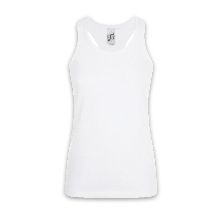 DÉBARDEUR PUBLICITAIRE FEMME 'JUSTIN' BLANC 150 GR/M²