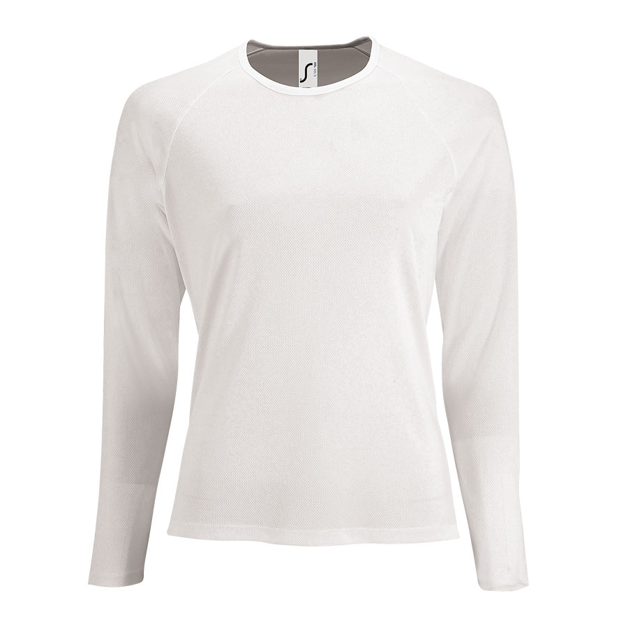 T-SHIRT SPORT MANCHES LONGUES PERSONNALISÉ FEMME 'KOURY' 140 GR/M² BLANC
