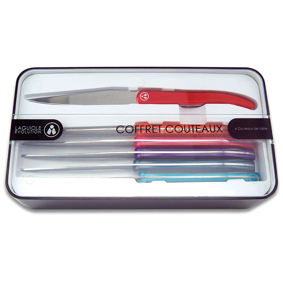 COFFRET DE 6 COUTEAUX COLORÉS LAGUIOLE® PERSONNALISABLE 'SABRES'