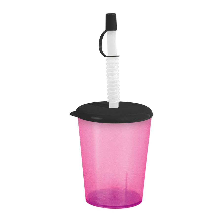 GOBELET PUBLICITAIRE RÉUTILISABLE AVEC COUVERCLE ET PAILLE 'ORIANNE'