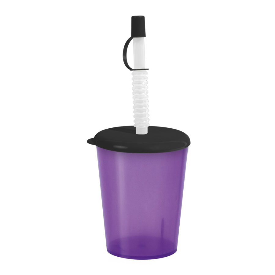 GOBELET PUBLICITAIRE RÉUTILISABLE AVEC COUVERCLE ET PAILLE 'ORIANNE'