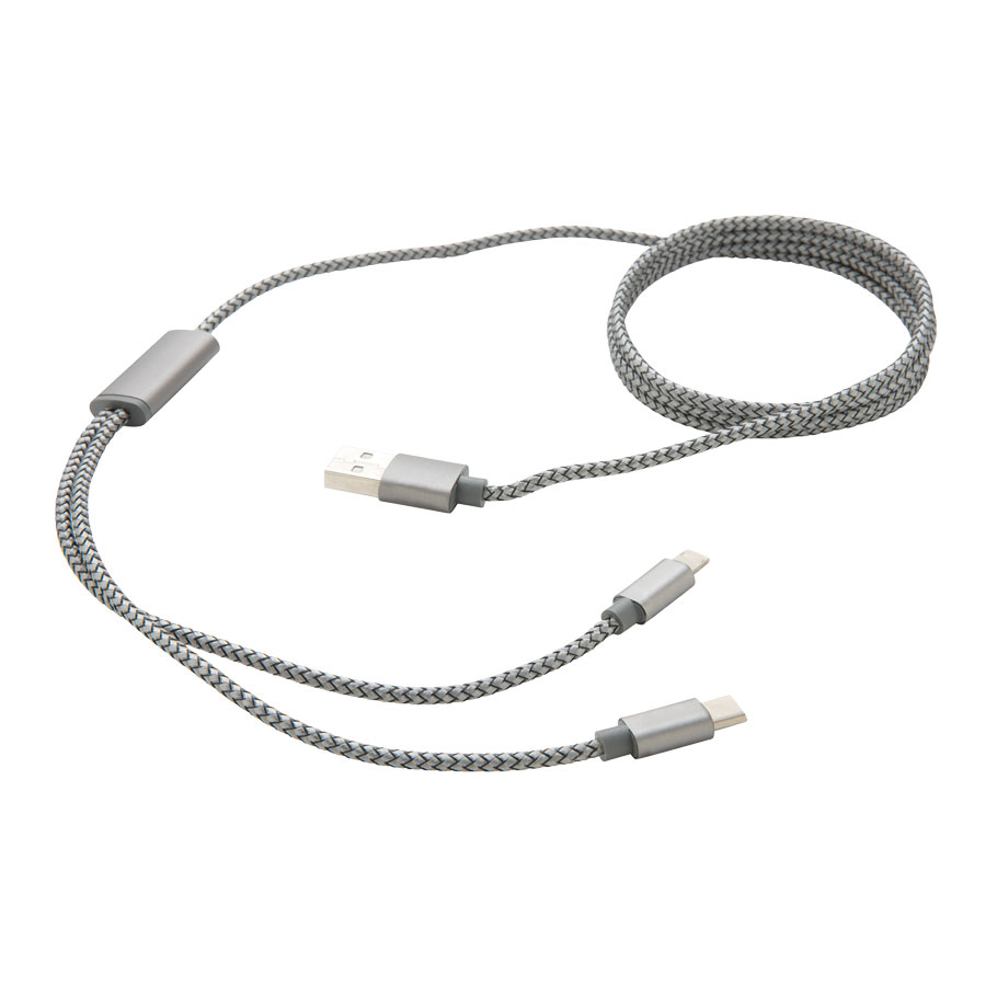 CÂBLE DE CHARGE PROMOTIONNEL 3 EN 1 EN NYLON 'NOLYN'