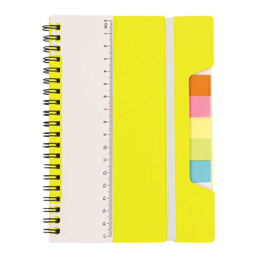 CARNET PUBLICITAIRE À SPIRALES AVEC MEMOS ET REGLE 'SCOTTY'