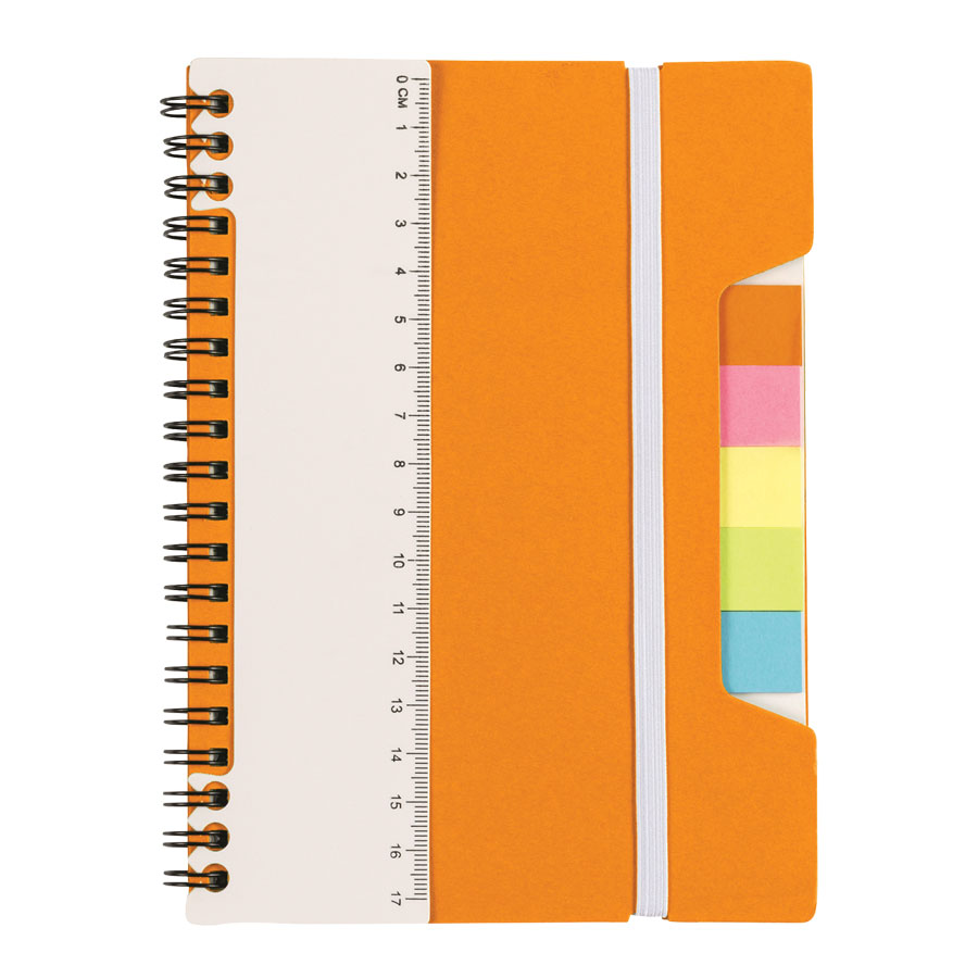 CARNET PUBLICITAIRE À SPIRALES AVEC MEMOS ET REGLE 'SCOTTY'