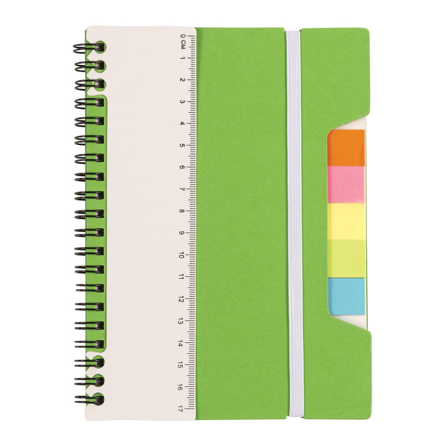 CARNET PUBLICITAIRE À SPIRALES AVEC MEMOS ET REGLE 'SCOTTY'