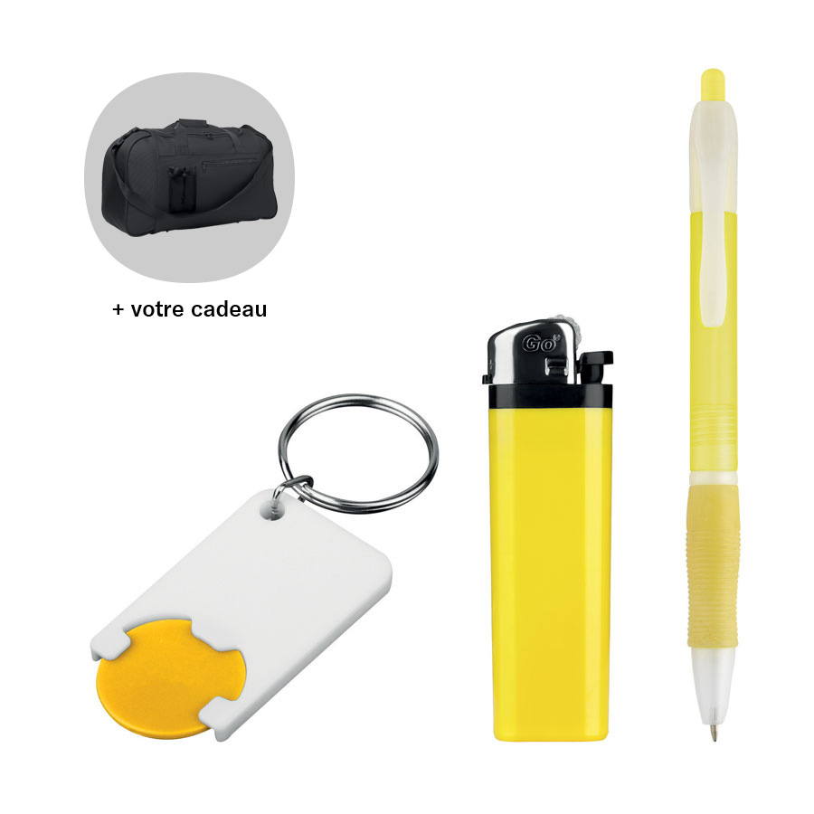 LOT PUBLICITAIRE 400 STYLOS ALASSIO + 300 BRIQUETS URANUS + 300 PORTE-CLES TOKEN + 1 CADEAU