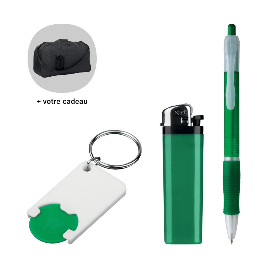 LOT PUBLICITAIRE 400 STYLOS ALASSIO + 300 BRIQUETS URANUS + 300 PORTE-CLES TOKEN + 1 CADEAU