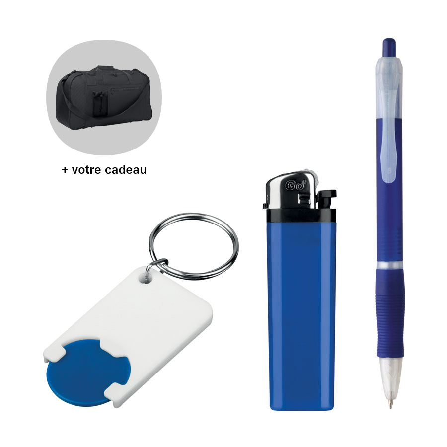 LOT PUBLICITAIRE 400 STYLOS ALASSIO + 300 BRIQUETS URANUS + 300 PORTE-CLES TOKEN + 1 CADEAU