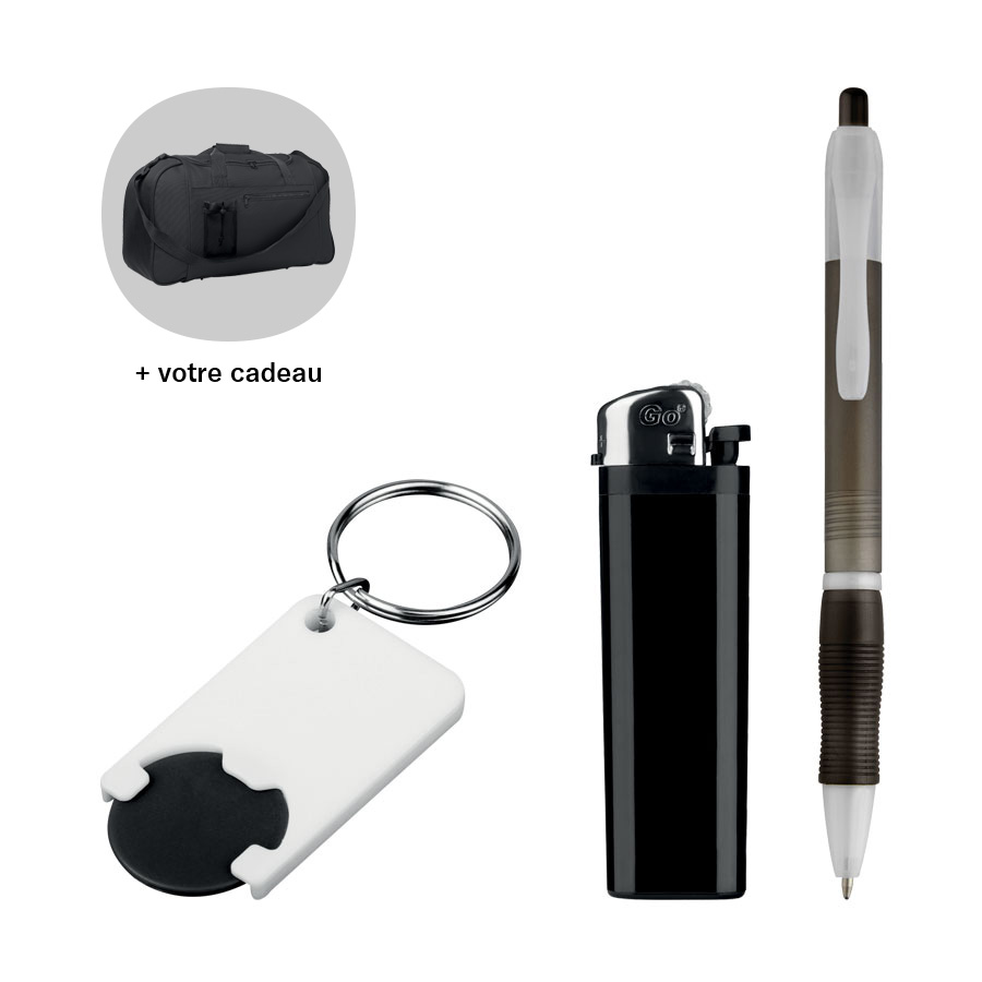 LOT PUBLICITAIRE 400 STYLOS ALASSIO + 300 BRIQUETS URANUS + 300 PORTE-CLES TOKEN + 1 CADEAU