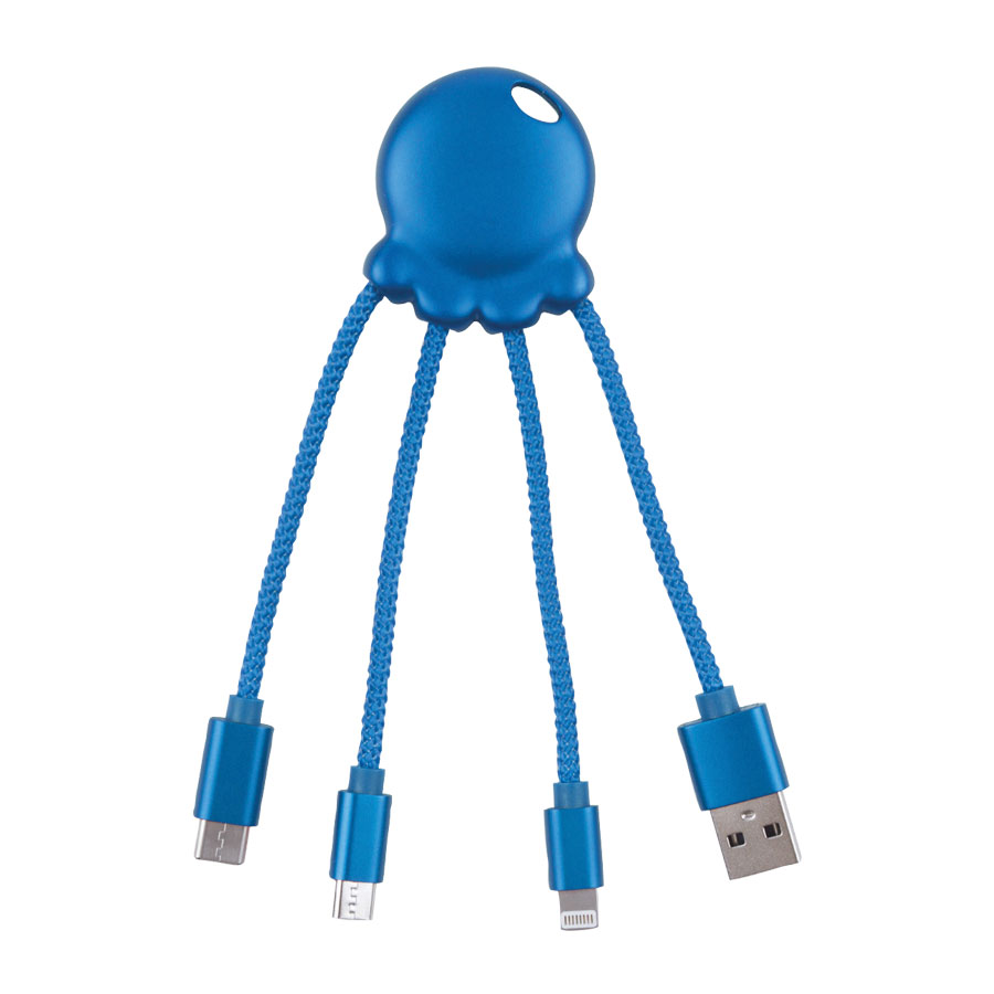CÂBLE DE CHARGE PUBLICITAIRE MÉTALLIQUE 4 EN 1 'OCTOPUS' XOOPAR®