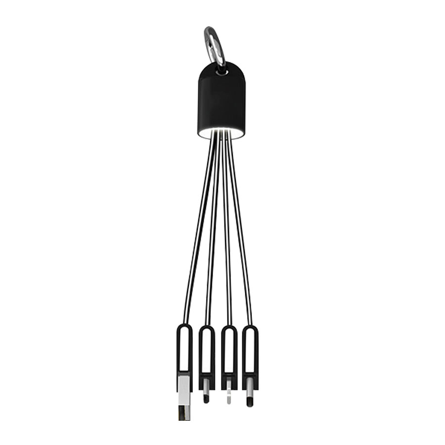 CÂBLE DE CHARGE PERSONNALISABLE 4 EN 1 AVEC LOGO LUMINEUX 'LUMILED'