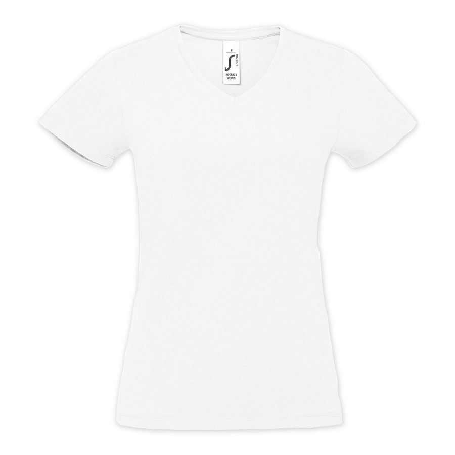 TEE-SHIRT BLANC FEMME PUBLICITAIRE COL V 'IMPERIAL V'