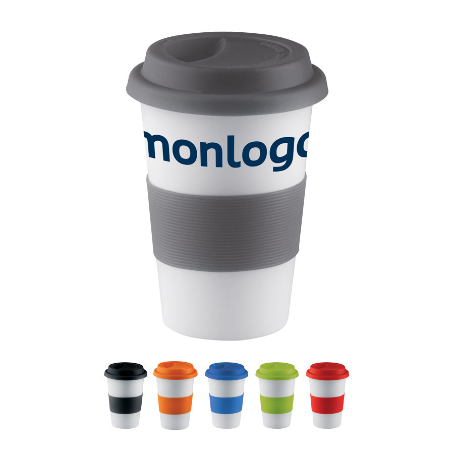 GOBELET PUBLICITAIRE EN CÉRAMIQUE AVEC COUVERCLE 'JESSIE'