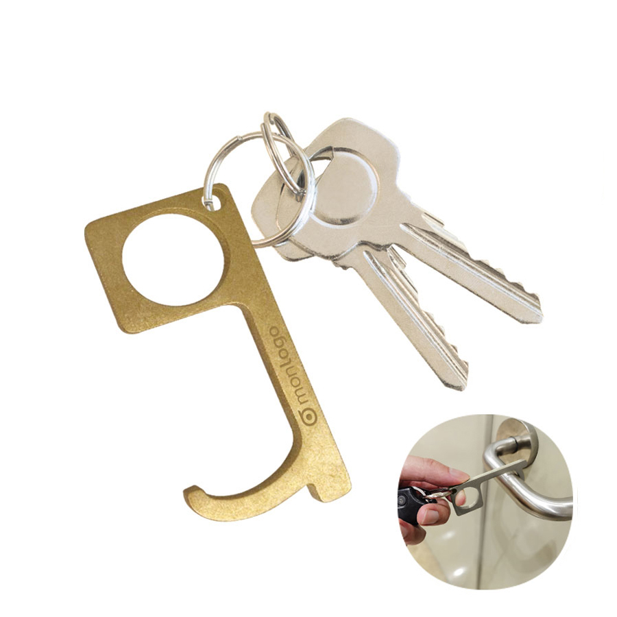 PORTE-CLÉS ANTIBACTÉRIEN SANS CONTACT PUBLICITAIRE 'SEZAMO LAITON'