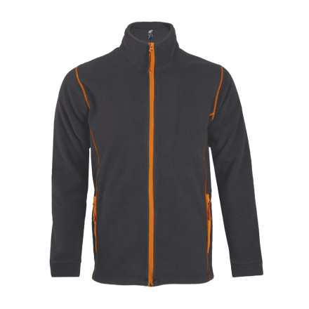 VESTE MICROPOLAIRE ZIPPEE HOMME 'NAVO' 200GR/M² - orange/gris