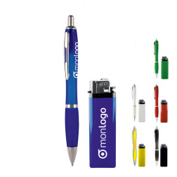 LOT DE 250 BRIQUETS JETABLES 'URANUS' + 250 STYLOS 'RIOCOLOR'